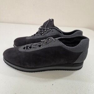 Stuart Weitzman Black Suede Shimmer Trim Lace Up Sneakers Womens 8 N Narrow